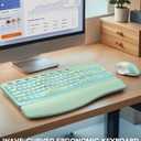 SABLUTE Ergonomic Wireless Keyboard and Mouse Combo - Wave Keyboard with Soft Leather Wrist Rest, Resistant Keys, RGB Backlit Rechargeable Set for PC/Mac/Chromebook (Green)