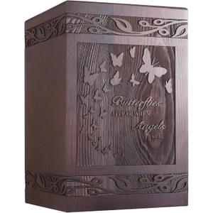 Cremation Urns for Human Ashes Adult Male Female, Wooden Carved Butterfly Urns Box and Casket for Men Women Child, Pets Cat Dog Urn, Burial Funeral Memorial Urns for Ashe, Holds 222 Cubic Inch
