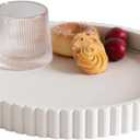 Decorative Tray for Coffee Table, Living Room, Side Table, 11" Cream White Round Concrete Home Decor Serving Trays for Accent Table, Console Table