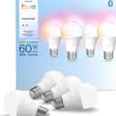 Philips Hue Essential Smart LED A19 Bulb, White and Color Ambiance, E26 Base, 8.8W, 2200K-6500K, 800 Lumens, Dimmable, Works with Alexa, Google, and Apple Home, 4-Pack