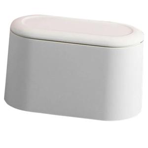 Mini Desktop Trash Can Lid Press-Type Waste Bin Dual-Layer Plastic Garbage Bucket for Bedroom Office Kitchen Compact Design for Easy Disposal