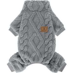 XPUDAC Dog Sweater Fleece Dog Pajamas Pjs for Small Medium Dogs Girl Boy Cute Turtleneck Doggy Winter Clothes Puppy Onesies Outfits for Chihuahua Yorkie, Grey XXS
