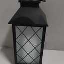 18" Solar Lanterns Outdoor Waterproof, Glass Solar Flickering Flame Lantern Large Hanging Solar Lantern Metal Decorative for Patio Garden Backyard Outside Tabletop Mothers Day Gifts Mom