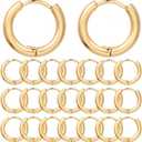 SUNNYCLUE 1 Box 24Pcs 18K Gold Plated Hoop Earrings Huggie Earring Hooks Stainless Steel Ear Hoops Tiny Cartilage Ear Findings for Jewelry Making Women Adult DIY Dangle Jewelry Craft Supply