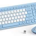 Wireless Keyboard and Mouse Combo, Full-Sized Wireless Keyboard and Adjustable DPI Mouse, 2.4GHz USB Receiver, Silent Keyboard and Mouse for PC, Windows, MAC, Desktop, Laptop(Sky Blue-B)