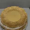 Coloch Set of 12 Plastic Charger Plates, 13" Reusable Reef Serving Chargers for Dinner Plate Round Shiny Decorative Charger Plate for Wedding, Catering, Parties, Restaurant, Home Dinner Use (Gold)