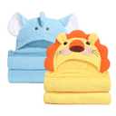 Toddler Bath Towel with Animal Hood for 0-5 Years,2 Pack Coral Fleece Bath Towels with Large Size 50 in*32 in,Ultra Absorbent Thick Soft for for Baby Kids Chirdern, Blue Elephant & Yellow Lion (Yellow Lion&blue Elephant)