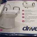 Drive Medical 2-in-1 Raised Toilet Seat with Removable Padded Arms - Elevated Bathroom Safety Support - Secure Locking Attachment - Easy Height Assistance - Durable Construction, Standard Toilets