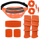 80s Neon Workout Costume Accessories Set 10 PCS Leg Warmers for Women 80s Headband Wristband Fanny Pack for Yoga Running