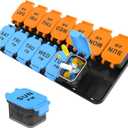 Large 7 Day Pill Organizer, XL AM PM Twice a Day Medicine Storage Box, Big 2 Week Pill Holder for Pills, Vitamins & Supplements, Travel Pill Case for Medication (Blue+Orange)