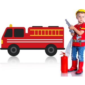 3ft Firetruck Birthday Party Decoration Fire Truck Themed Cardboard Cutout Standup Photo Props Party Back Drops for Birthday Baby Shower Anniversary Supplies (Fire Truck)