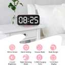 Lamisola Pink Digital Alarm Clock for Girls, Large LED Mirror Desk Clock, 2 USB Charging Ports, Nightstand Table Aesthetic Sleek Clocks Decor for Bedroom Office, Pink