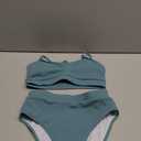 Lilosy High Waisted Tummy Control Ribbed Bikini Crop Top Brazilian Swimsuit Set 2 Piece (Small, Turquoise)