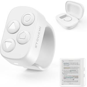 [Designed for Kobo] Remote, Stouchi #1 No-Clip Multi-Function Page Turner Ring with USB C Charging Case Hands-Free Reading for Clara BW/Libra Colour/Clara Colour/Elipsa/Clara 2E/Libra 2/Sage- White