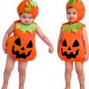 Spooktacular Creations Halloween Baby Pumpkin Costume, Pumpkin Costume Toddler Outfit with Hood for Halloween Dress up party (12-18 Months, Orange)