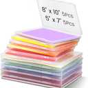 Leinuosen 10 Pack Photo Storage Box Set 5 Pcs 8 x10 and 5 Pcs 5 x7 Plastic Photo Organizer with Snap Tight Latch Large Picture Container for Postcard Scrapbook Paper Crafts Office Document Supplies