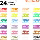 Shuttle Art Chalk Markers, 24 Vibrant Colors Liquid Chalk Markers Pens for Chalkboards, Windows, Glass, Cars, Erasable, 3mm Reversible Fine Tip with Chalkboard Labels for Office Home Supplies
