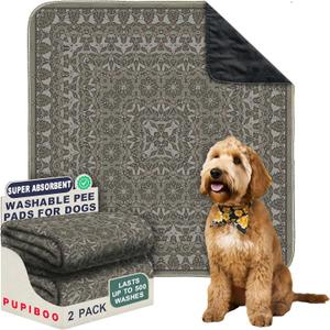Washable Pee Pads for Dogs - Super Absorbent Reusable Puppy Training Pads - 100% Waterproof, Leak-Proof & Non-Slip Whelping Pads for Pet Housebreaking (3FT x 3FT (Pack of 2), Olive Mosaic)