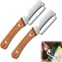 2Pack Multi Vegetable Peeler for Potato Apple Carrot - Stainless Steel Blade Kitchen Tool, Fruit & Citrus Peeler with Wooden Handle and Bottle Opener, Cabbage Cutter for Home Kitchen