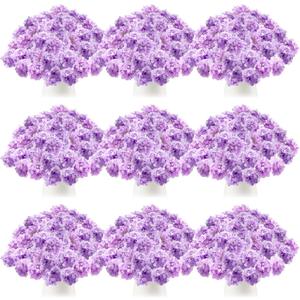 Tigeen 100 Pcs Hydrangea Artificial Flowers Bulk 7.48 Inch Artificial Hydrangeas with Removable Stems Faux Flowers Wedding Decor for Home Garden Party Decoration DIY Project (Lavender)