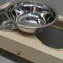 Elevated Dog Bowls with Mat, Raised Dog Food Bowl Stand with 2 Stainless Steel Bowls, 5 Height Adjustable (3.1", 9", 10", 11", 12") Non-Slip Feeder Set for Medium and Large Dogs  Apricot