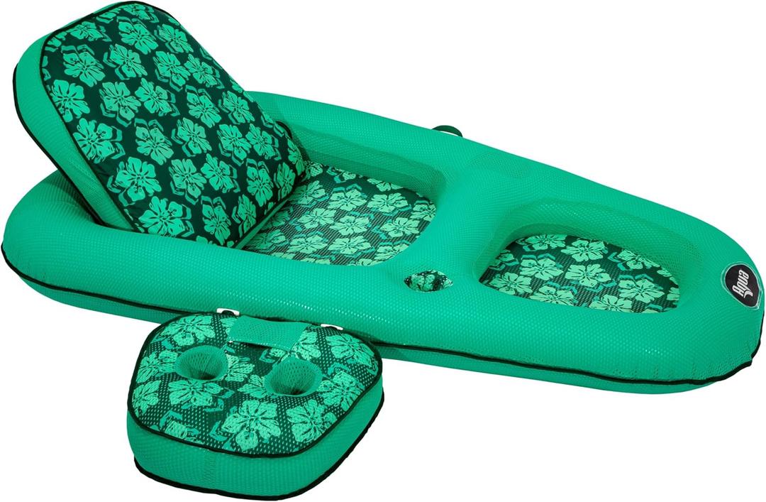 Aqua Campania Ultimate 2-in-1 Pool Float Lounge  Extra Large  Inflatable Pool Floats for Adults with Adjustable Backrest & Cupholder Caddy  Multiple Colors/Styles