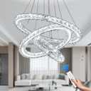 Modern Chandeliers Crystal Ceiling Light 3 Rings Dimmable LED Pendant Light Fixture Ceiling Hanging for Living Room Dining Room Bedroom Kitchen 250mm Base 209 Crystals(Dimmable)