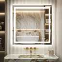 Delma LED Vanity Mirror with Lights 30x30 Inch, Front & Backlit Bathroom Mirror, Dimmable 3 Color Lighting Anti-Fog Wall Mounted Mirror, Shatterproof Tempered Glass, Horizontal or Vertical