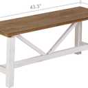 Wnutrees 43" Farmhouse Wood Bench, Narrow Bench, Long Bench Seat for Entryway, Living Room, Dining Room, Solid Wood, White