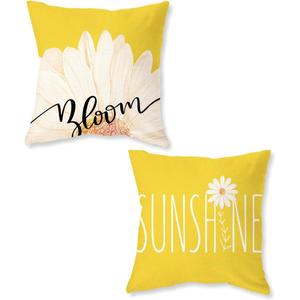 ONWAY Spring Summer Pillow Covers 18x18 Inch Farmhouse Daisy Yellow Outdoor Throw Pillow Cover Sunshine Bloom Decorative Cushion Case for Sofa Couch Home Bed Set of 2
