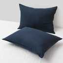 CHUFFED Linen Pillowcases 2 Pack 100% Linen Standard Pillow Cases, Breathable and Cooling Washed Pillowshams with Zipper Closure, 20x26 Inches, Navy Blue