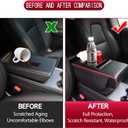 Car Middle Center Console Cover with Cup Holder for Long Driving,Car Armrest Cover for SUV,Truck-2.95in Height-Lifts Arms to Relax Muscles,Multi-Functional Storage for Trips Scratch-Resistant