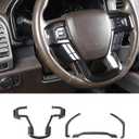 Voodonala Center Steering Wheel Panel Cover with Dash Board Cover Trim Compatible with Ford F150 2015-2020 (4pcs,ABS,Black Wood)