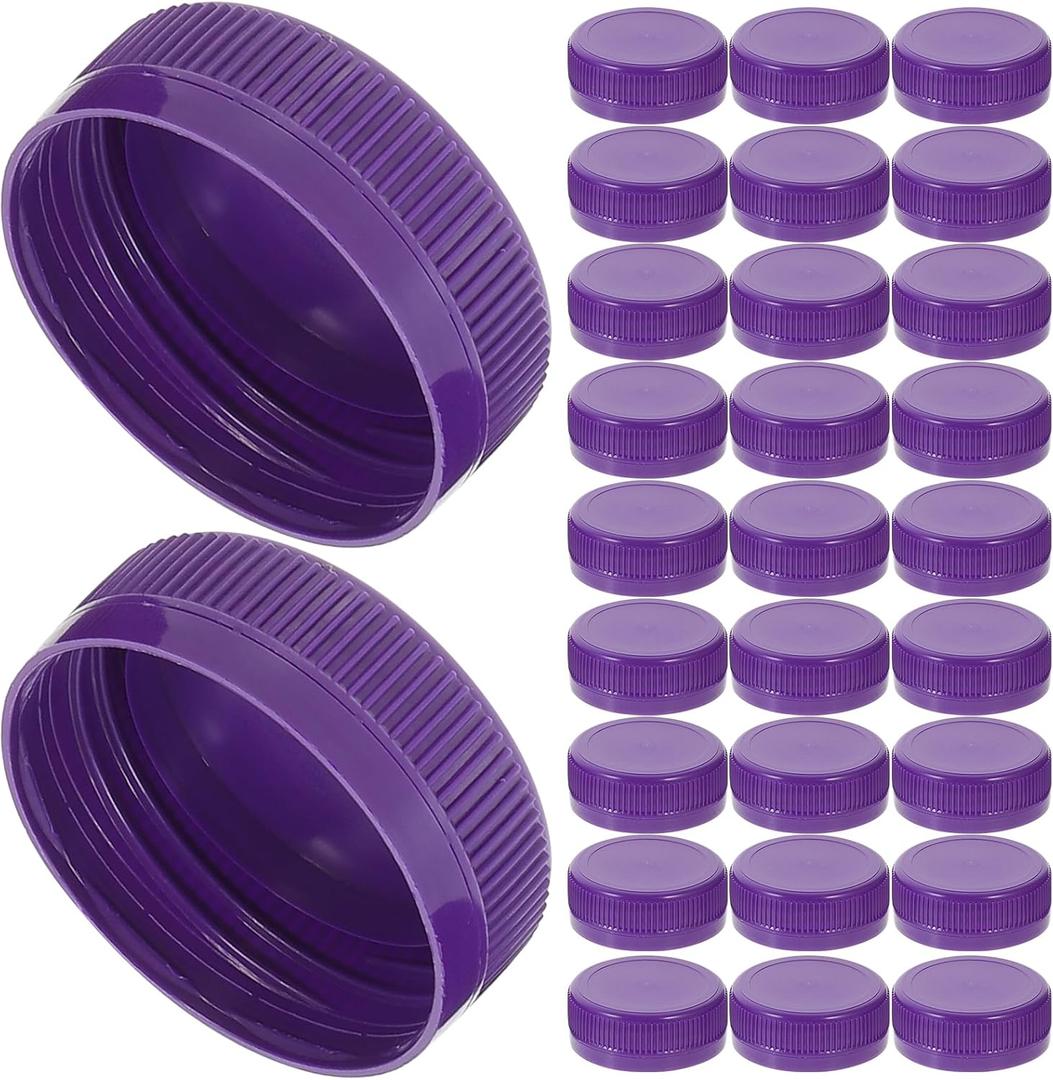 STOBAZA Reusable Plastic Bottle Caps 1.53 Inch 100 Pack for Diy Crafts Kids Educational Development Durable Bottle Lids (Purple)