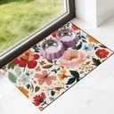 Pet Dog Cat Food Mat - Hamdwerk Absorbent Dog Bowl Mats for Food and Water, Anti Slip Cat Bowl Feeding Placemat for Floors, Quick Dry Diatomite Pet Dish Matts Supplies, Floral Style, 12 * 20in
