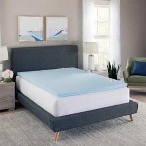 3 Inch Memory Foam Mattress Topper, Gel Infused Mattress Topper, Ventilated Design, CertiPUR-US Certified Foam, Blue