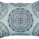 Amazon Basics 10-Piece Bed-in-a-Bag Comforter Set, Soft, Lightweight Microfiber, Full/Queen, Sea Foam Medallion