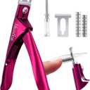 MelodySusie Acrylic Nail Clippers with 15pcs Magnet Sizers, Professional Nail Clippers Cutters for Long Acrylic Gel Nails Tips, Adjustable Stainless Nail Trimmer, Manicure Tool for Salon Home, Plum