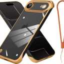 Phone Case, Compatible with iPhone Air, Transparent Electroplated Golden Phone Case, Frameless Design, with Camera Lens Protection.