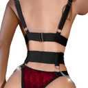 Lilosy Sexy Chain Strappy Garter Belt Women Lingerie Set Rave Outfits (M)