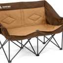 Double Camping Chairs for Adults Oversized Loveseat - 2 Person Camping Chair Heavy Duty Outdoor Camping Couch with Cup Holders - Portable Folding Chair for Outside Lawn, Brown