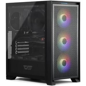 darkFlash ATX Mid-Tower Gaming PC Case, Pre-Installed 3x120mm Fix RGB Fans, with Removable Large Mesh Front Panel, USB3.0 Ready, Tempered Glass Side Panel Airflow Computer Case, Black(DRX70)