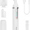 Eyebrow Trimmer, Electric Eyebrow Razor for Women Men, Rechargeable Painless LED Light Facial Hair Shaver Remover with Rinseable Blade for Face Lips Neck Leg (White)