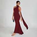 ABYOVRT Women Sexy Backless Dress Bodycon Sleeveless Open Back Maxi Dress Formal Cocktail Wedding Guest (M)