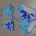 RoseSeek Girl's 3 Piece Swimsuits Floral High Waisted Bikini Bathing Suit with Mesh Coverups Skirt (Blue, 10Y)