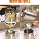 Oil Strainer Pot, Large Capacity Stainless Steel Oil Container Oil Container with Strainer, Bacon Grease Container Filter Pot for Deep Frying and Cooking Grease Storage (1.5L)