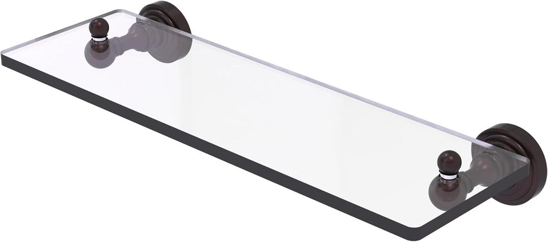 Allied Bronz WP-1/16-ABZ Waverly Place Collection 16 Inch Glass Vanity Beveled Edges Shelf, Antique Bronze