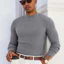Runcati Mens Mock Turtleneck Sweater Slim Fit Casual Ribbed Knitted Pullover Fall Winter Basic Warm Sweaters, L