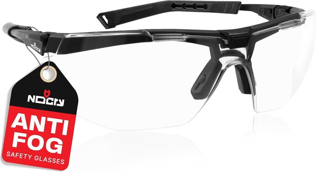NoCry Anti Fog Safety Glasses for Men and Women  ANSI Z87 Rated, Scratch-Resistant Eyewear with Adjustable Temples and Nose Pad  100% UV Eye Protection (Clear)