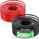 Vansdon 2x200FT Solar Panel Wire,10AWG Solar Wire Tinned Copper PV Cable for Solar Panels Outdoor Automotive RV Mppt Boat Marine